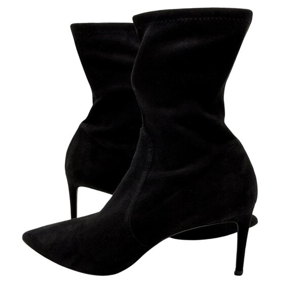 Stuart Weitzman Black Suede Heel Sock Luxury Boot Women Size 10 - Picture 3 of 16